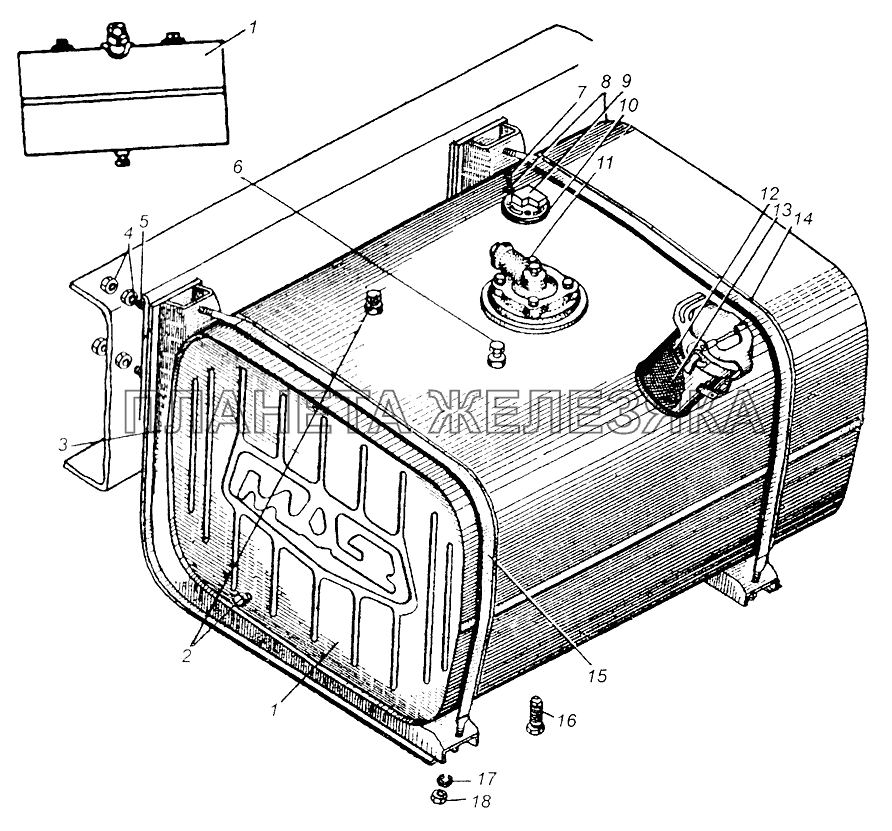 Бак топливный и его установка МАЗ-5335, МАЗ-5549, МАЗ-5429 МАЗ-5429