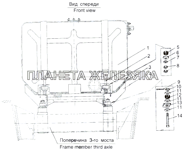 Установка дополнительной емкости на шасси 543-3900048 МАЗ-543 (7310)