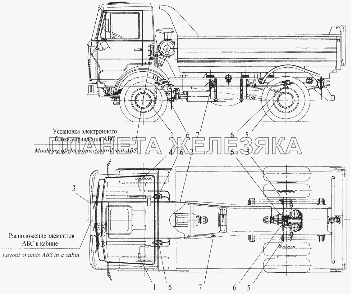 Установка элементов электрооборудования АБС на автомобиле МАЗ-555102 (с малой кабиной) МАЗ-5432