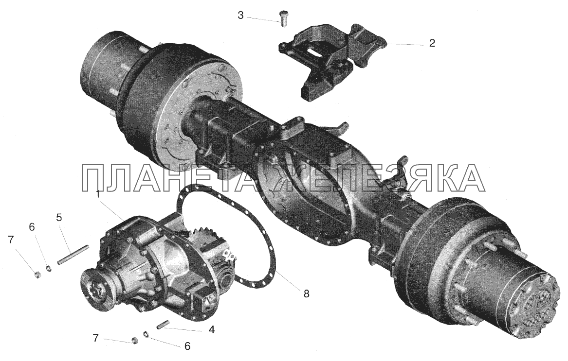 Мост задний МАЗ-543208. Установка редуктора и элементов подвески МАЗ-5432