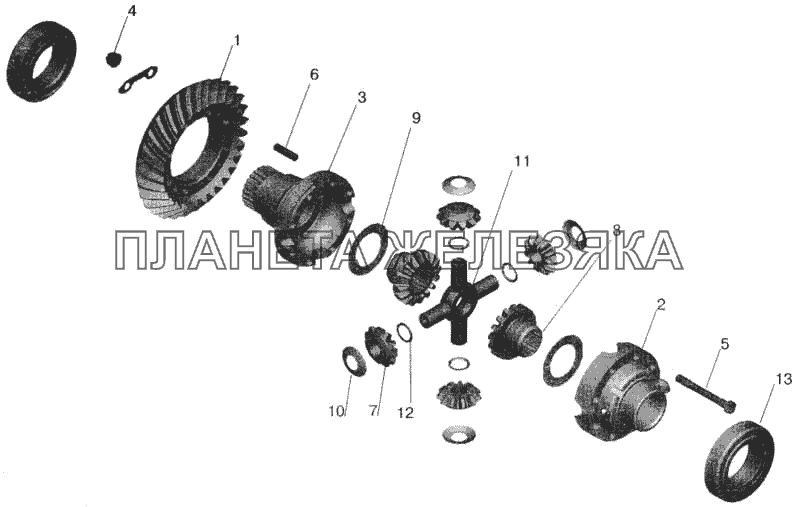 Редуктор среднего моста. Дифференциал МАЗ-543202