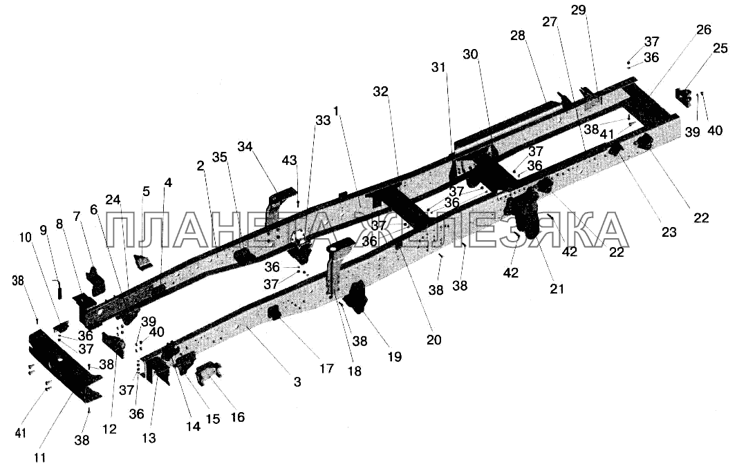 Рама 543205, 543208-пневмоподвеска МАЗ-543202