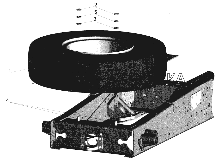 Установка запасного колеса МАЗ-642208, 642205 (64226-3100001) МАЗ-543202