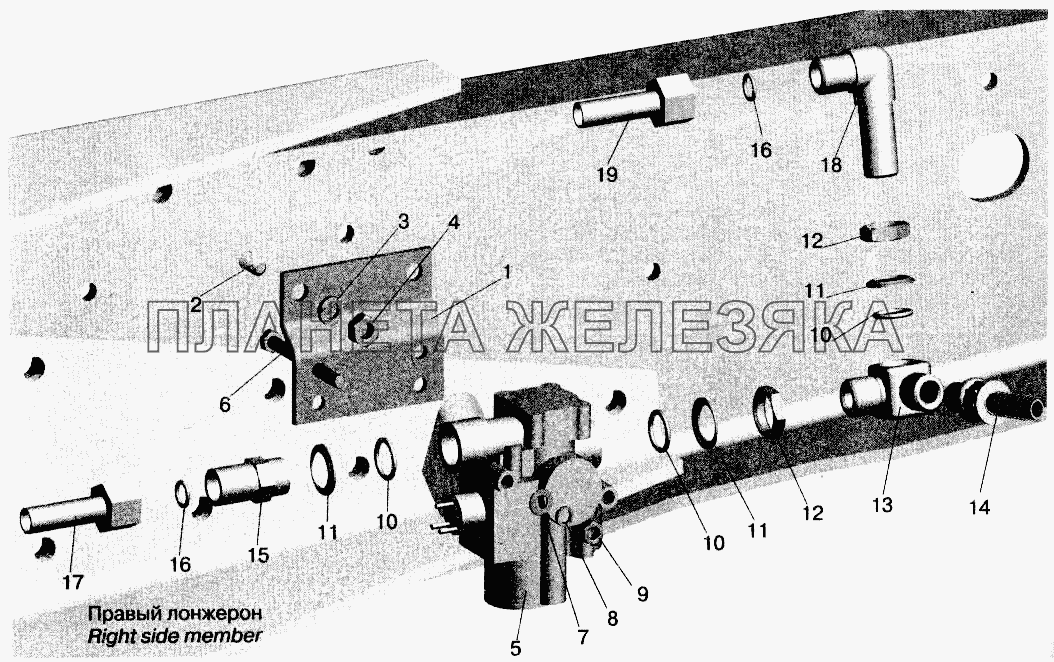 Установка задних модуляторов и присоединительной арматуры МАЗ-642208, 642205, 551605, 551603 МАЗ-543202