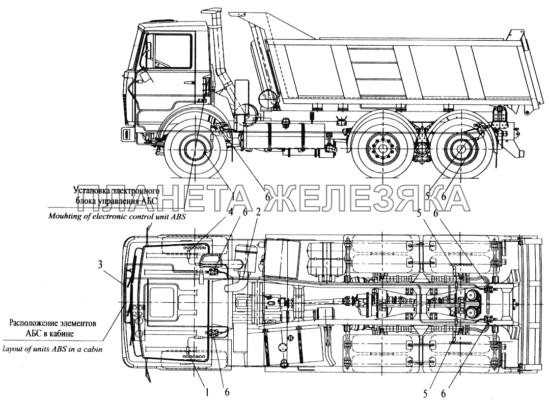 Установка элементов электрооборудования АБС на автомобилях МАЗ-551605, 551603 МАЗ-543202