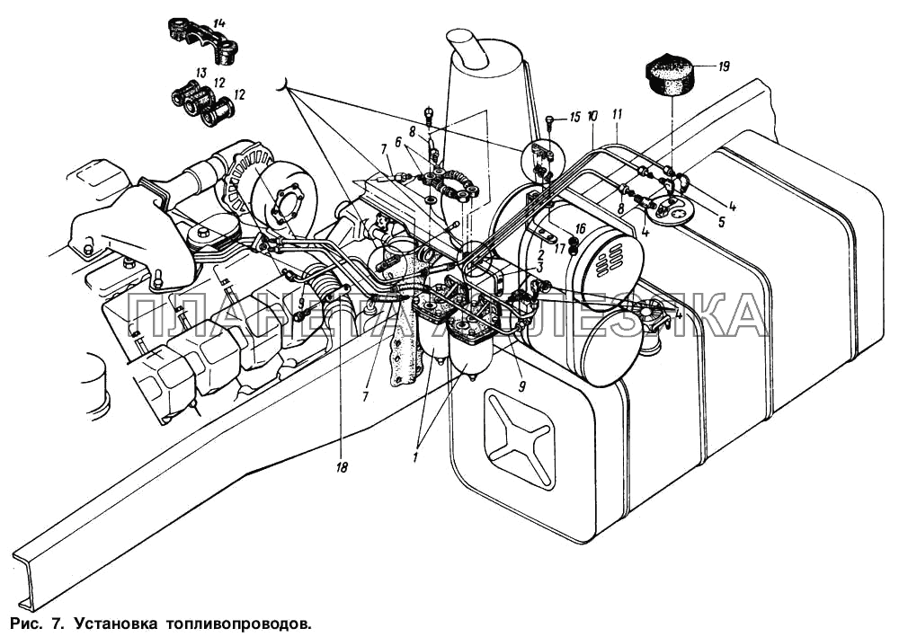 Установка топливопроводов МАЗ-54321