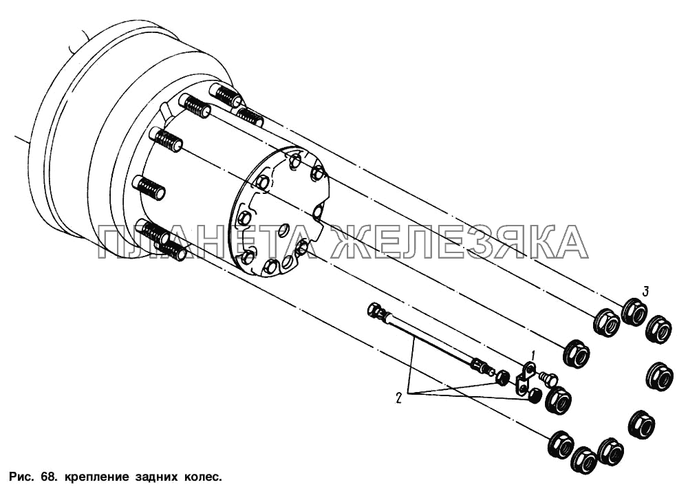 Крепление задних колес МАЗ-64221