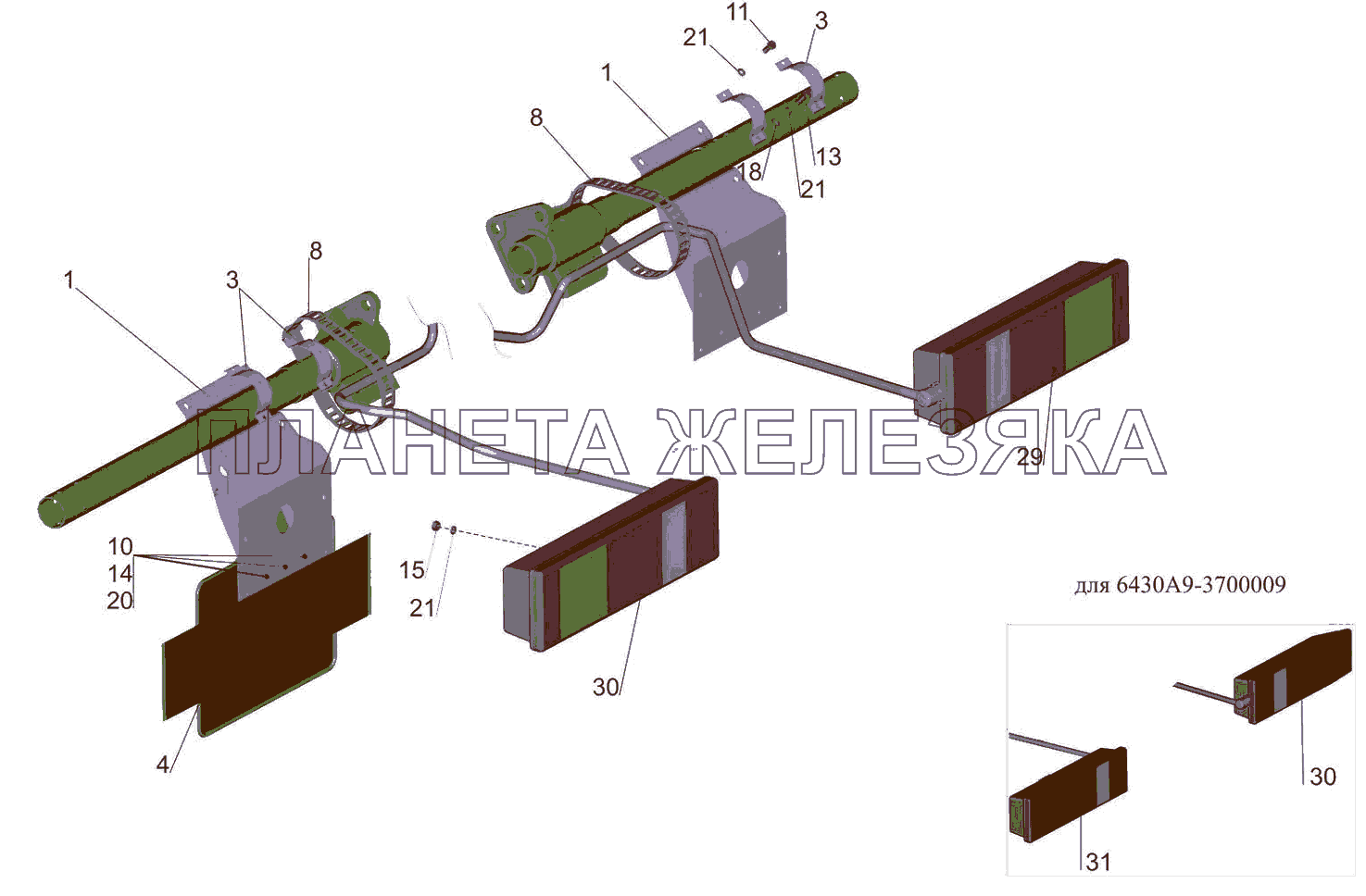 Установка задних фонарей 544019-3700009 МАЗ-5440B5