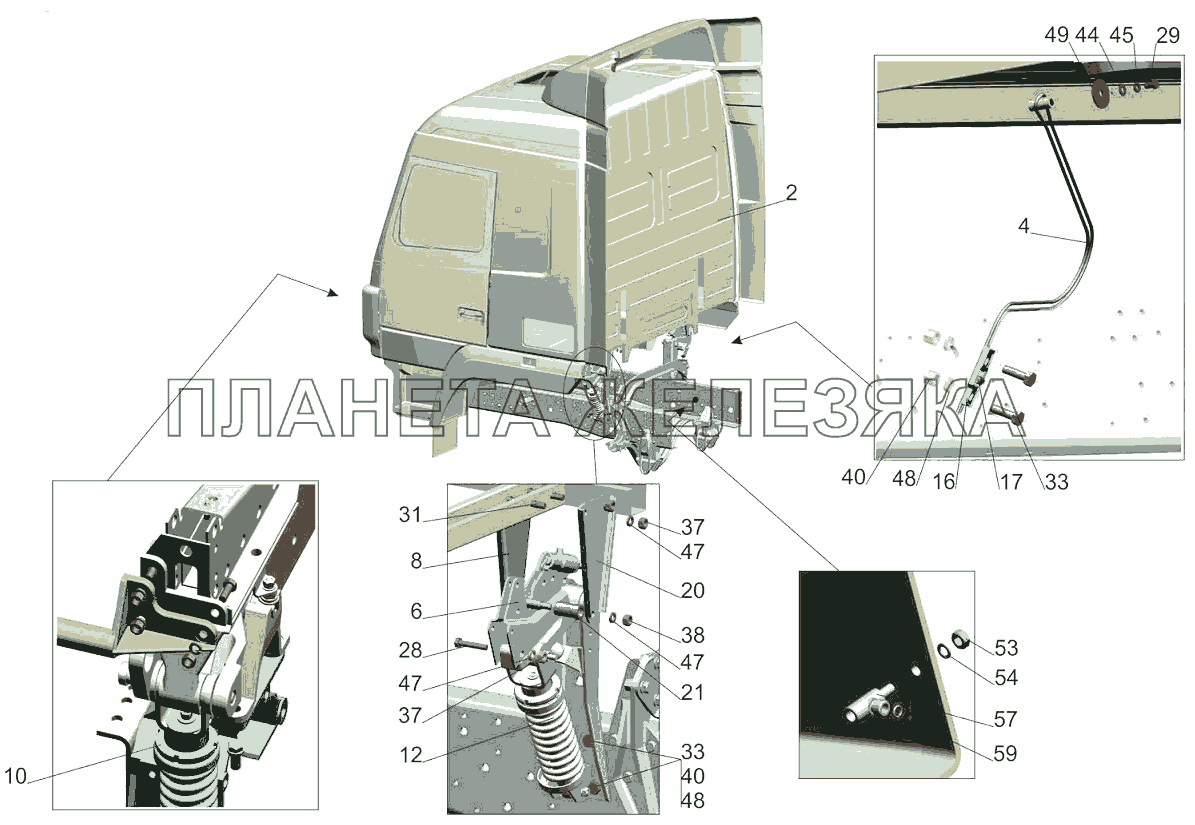 Установка кабины 5440-5000002-060 МАЗ-5440B5