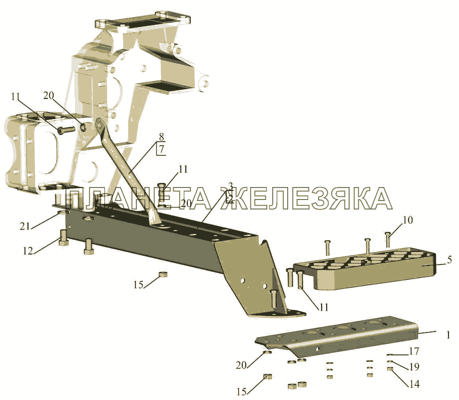 Установка нижней подножки 643019-8400016 МАЗ-5440B5