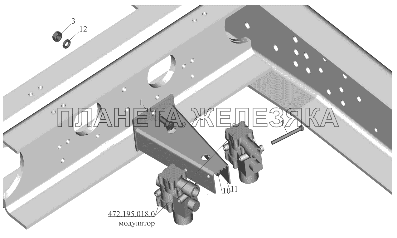 Крепление модуляторов 5440А8-3538004 МАЗ-5440B9, 6430B9