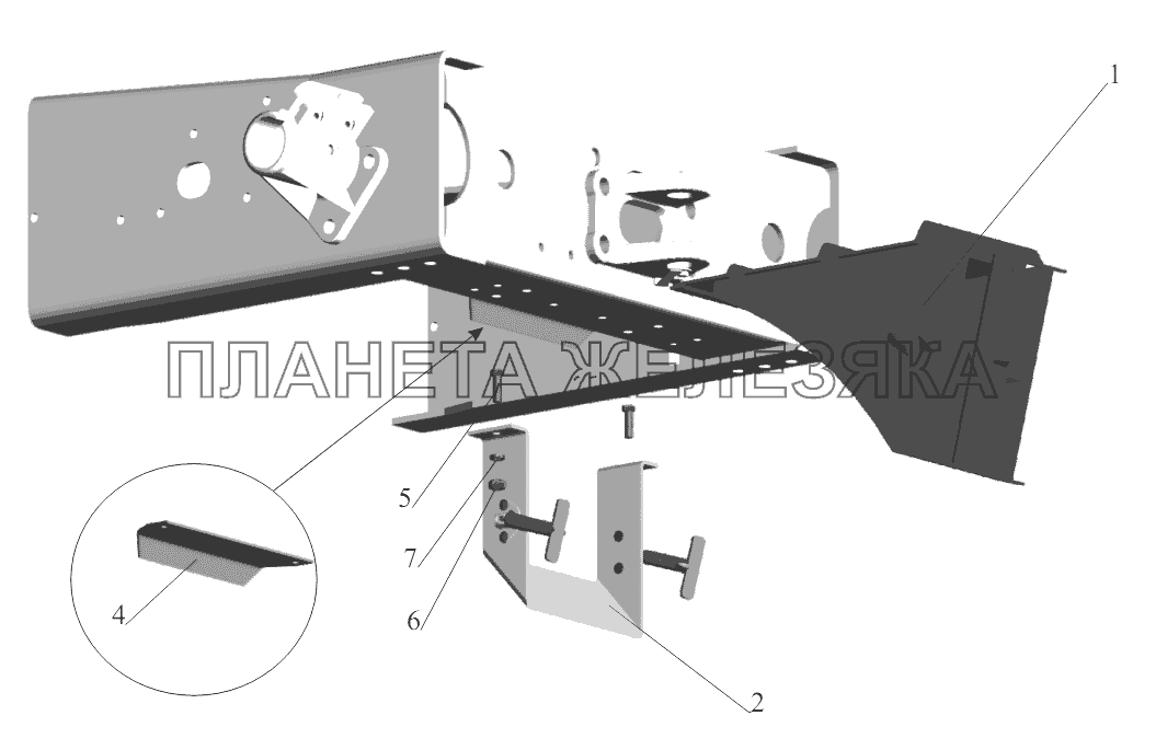 Установка противооткатного упора 64221-3900037 МАЗ-5440B9, 6430B9