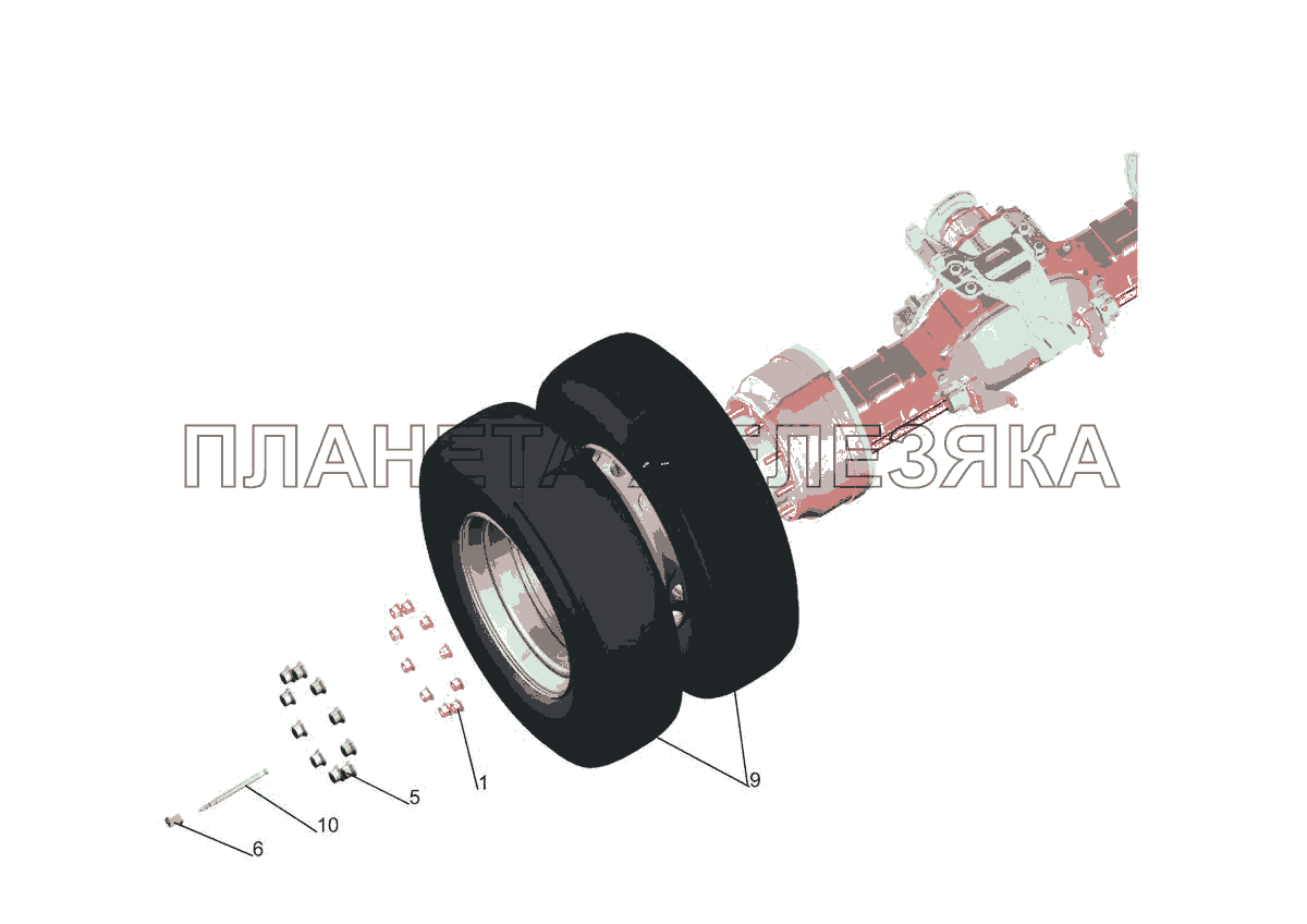 Установка задних колес МАЗ-5440E9