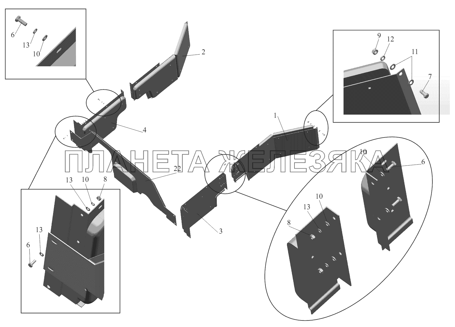 Установка экранов 642208-8400030-070 МАЗ-551605