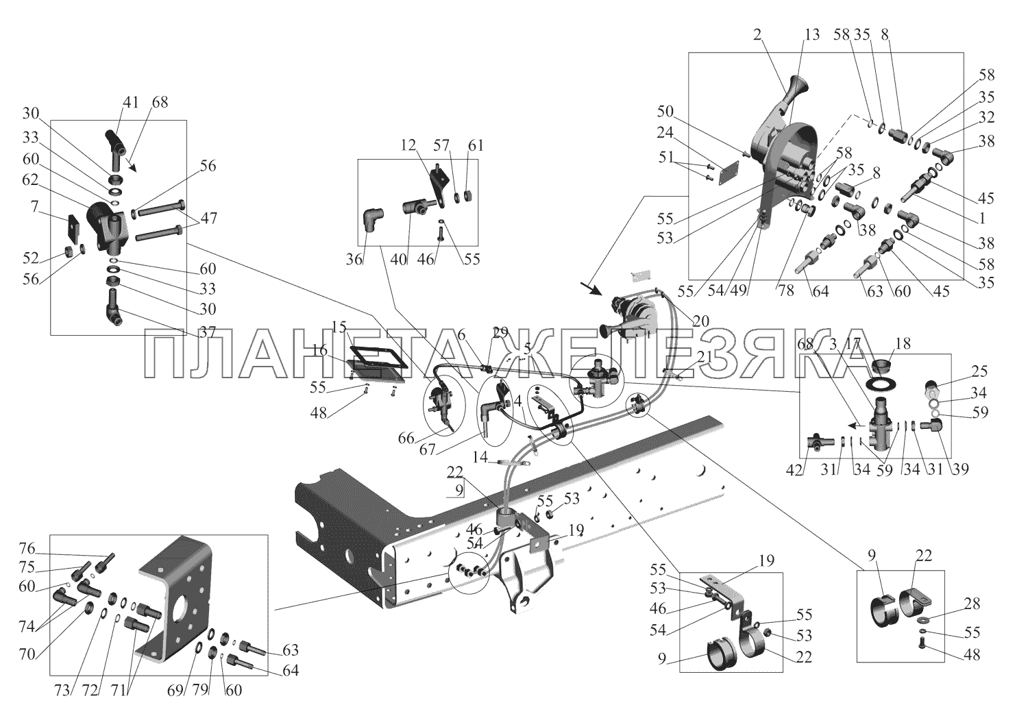 Привод стояночного тормоза 551669-3537004-010 МАЗ-551669