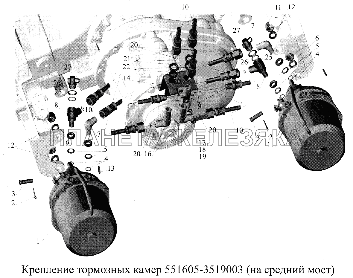 Крепление тормозных камер 551605-3519003 (на средний мост) МАЗ-5516А5