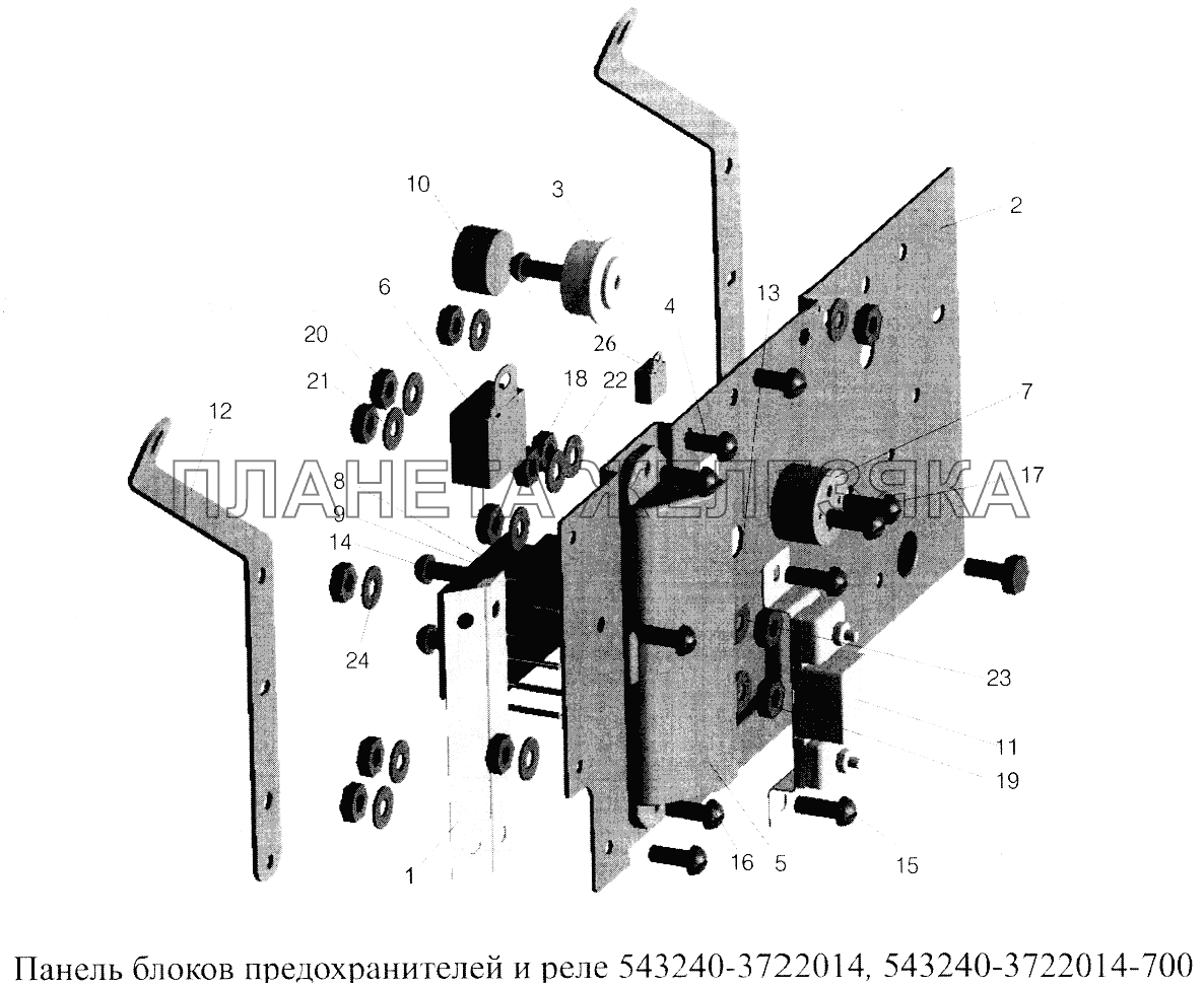 Панель блоков предохранителей и реле 543240-3722014 (-700) МАЗ-5516А5