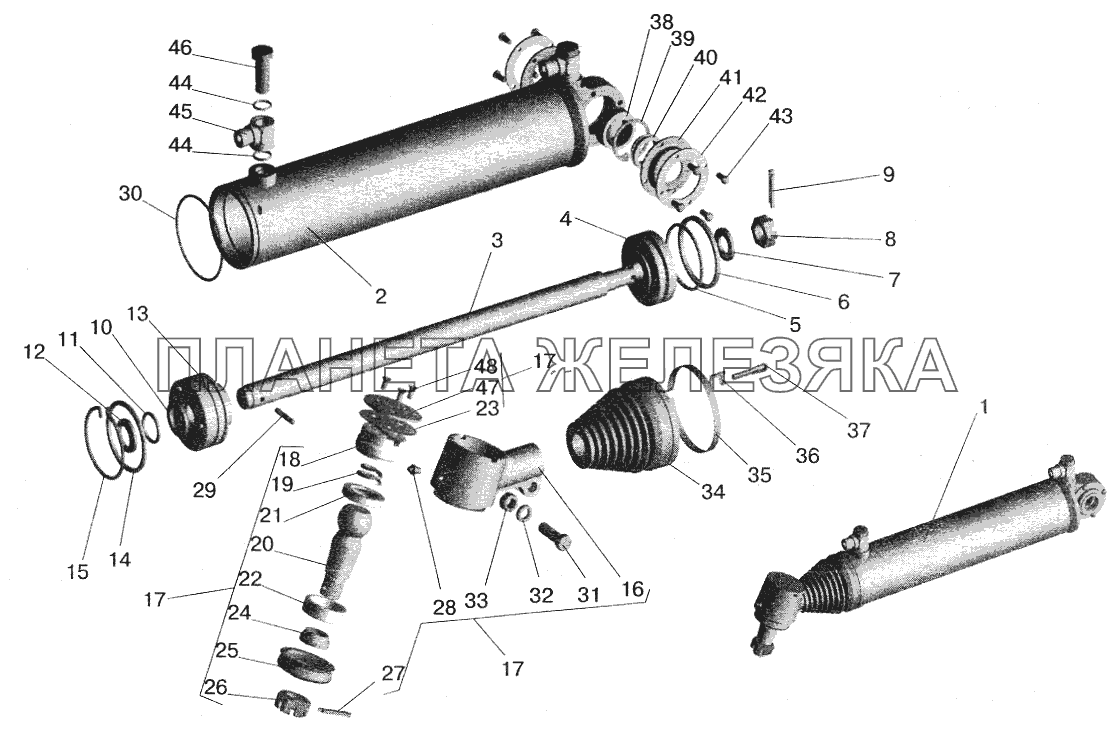 Силовой цилиндр гидроусилителя рулевого управления МАЗ-5551 (2003)