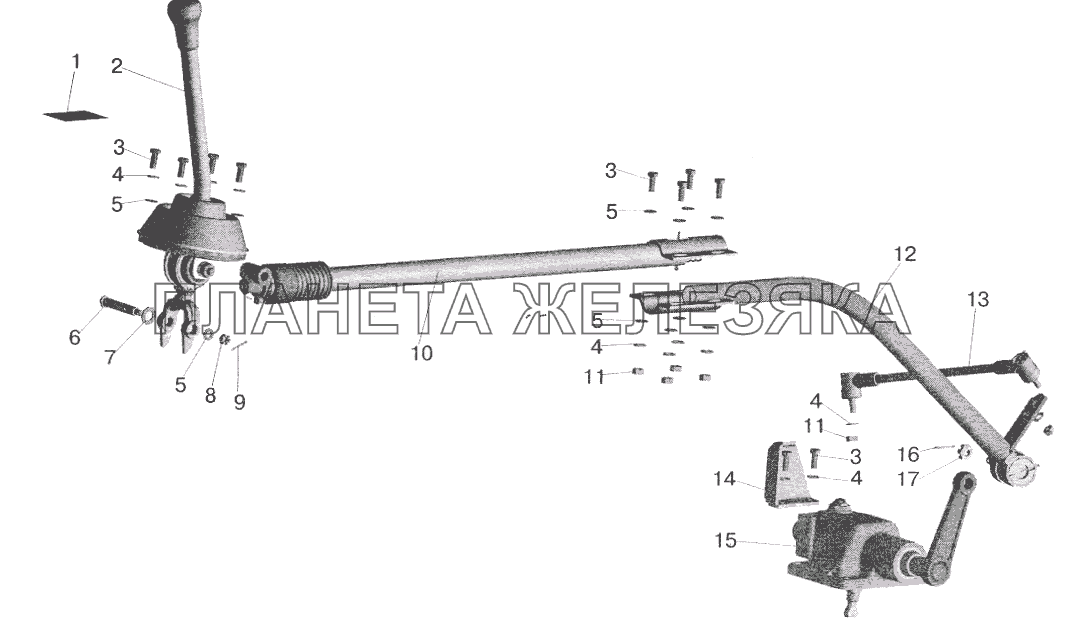 Установка привода управления коробкой передач МАЗ-5551 (2003)