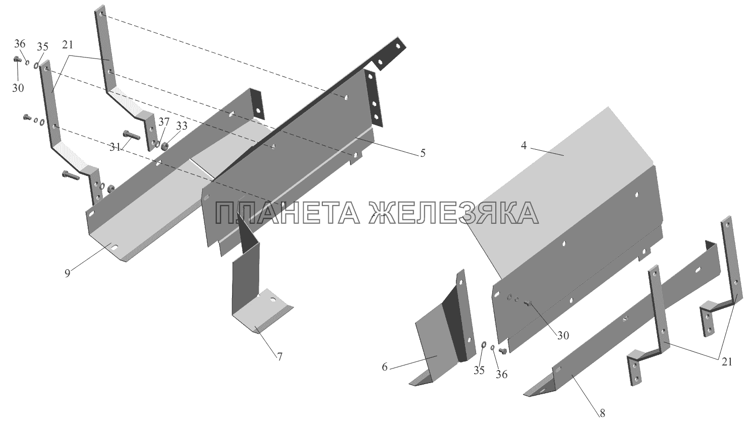 Установка шумоизоляционных экранов 555102-1061003 МАЗ-555102, 5551А2