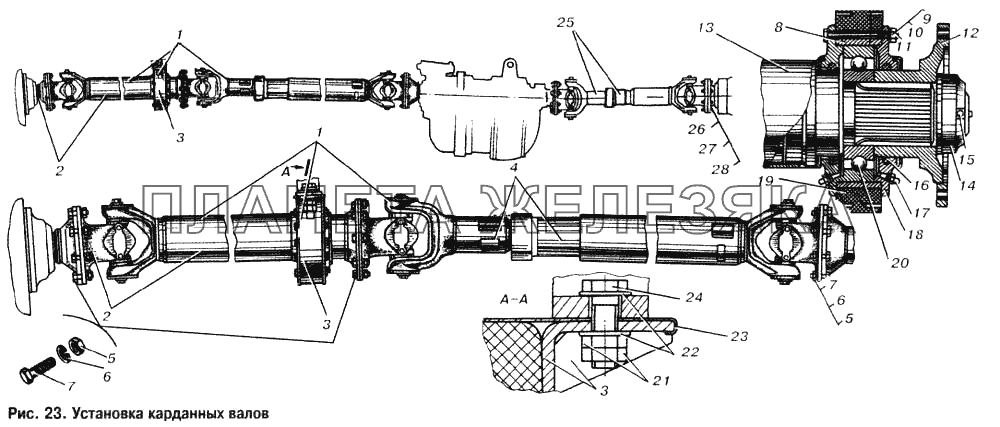 Установка карданных валов МАЗ-6303