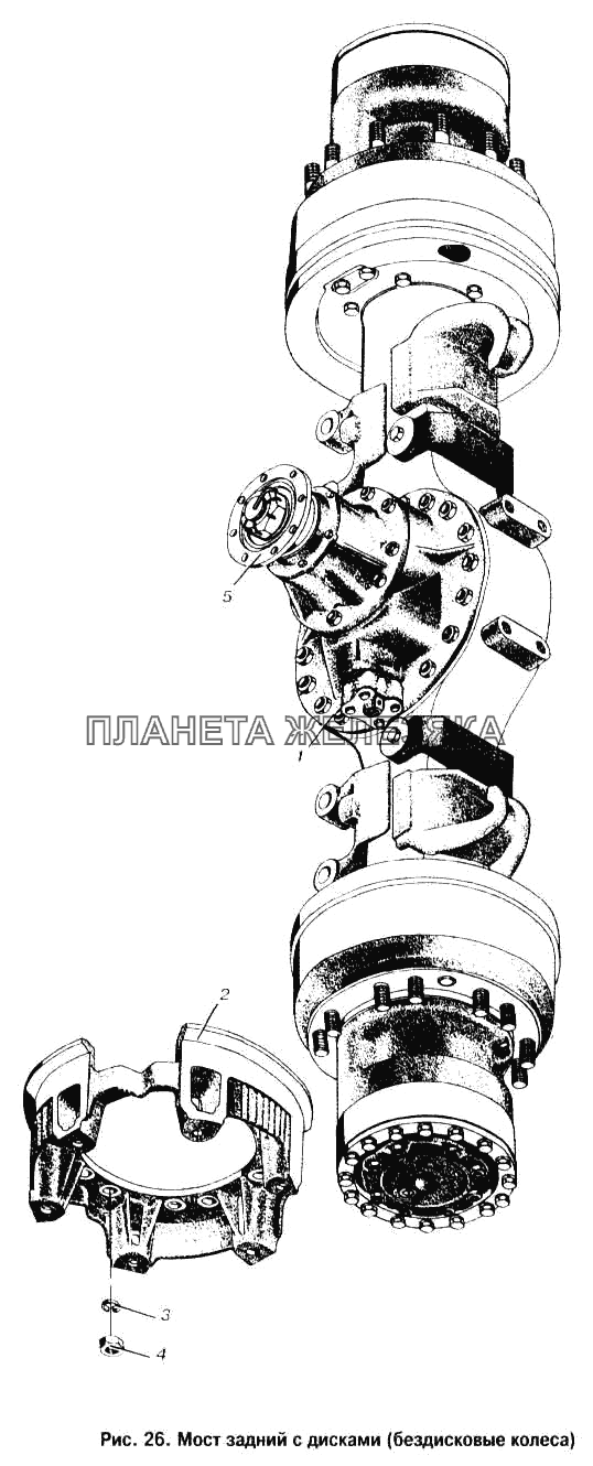 Мост задний с дисками (бездисковые колеса) МАЗ-53363