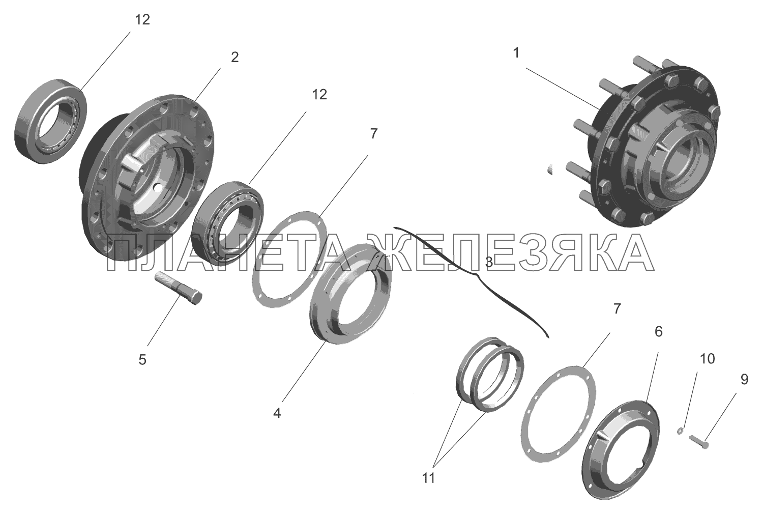 Ступица среднего моста 54326-3104006-01, 54326-3104006-601 МАЗ-630333