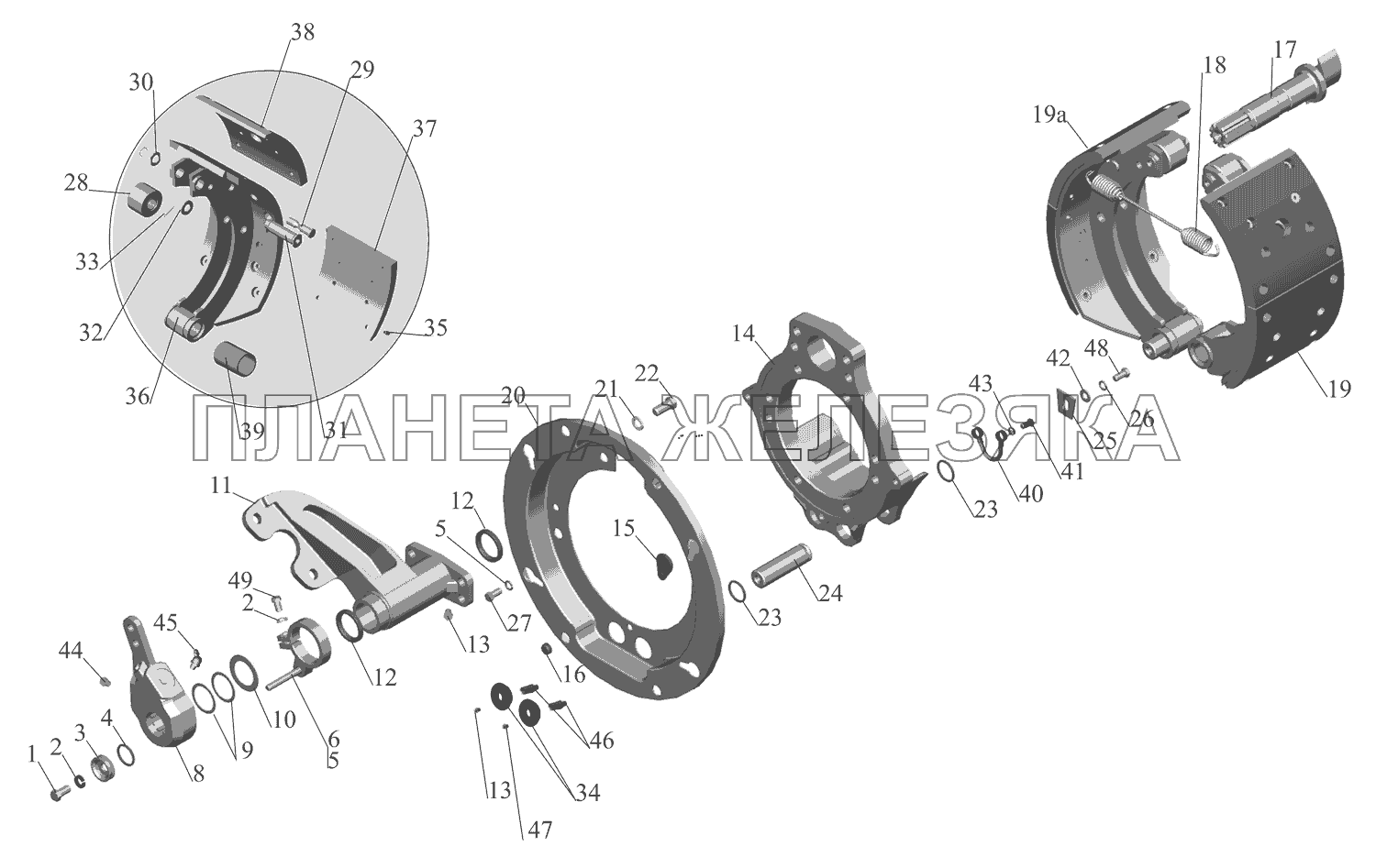 Тормозной механизм передних колес 6516-3501004 (6516-3501005) МАЗ-630333