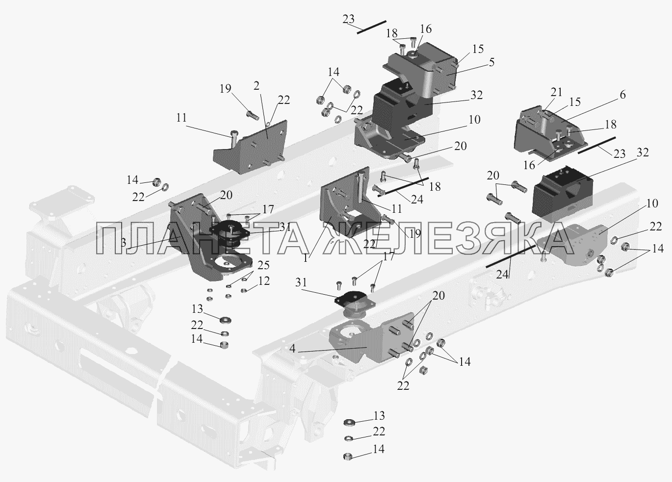 Крепление двигателя TCD 2013 L04 4V+ZF 6S850+MF 395(555035-1001002) МАЗ-631236