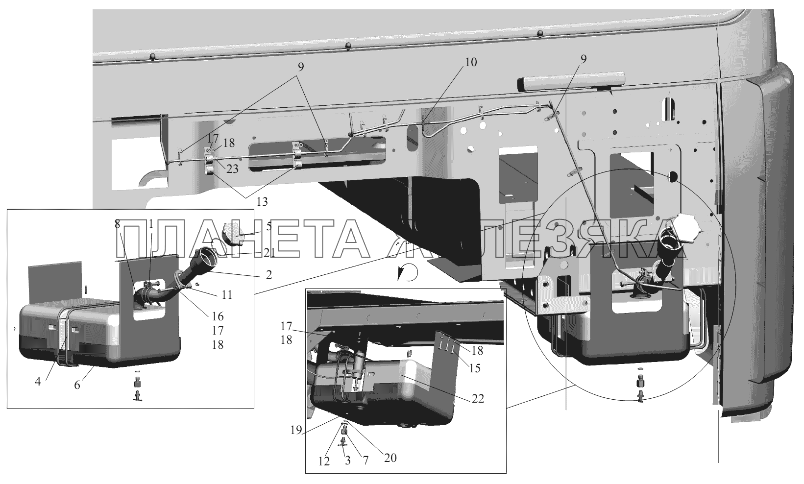 Установка омывателя 6430-5200008 МАЗ-631236