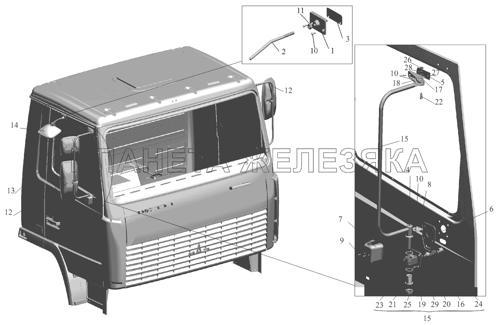 Установка зеркал 6430-8200005 МАЗ-631236