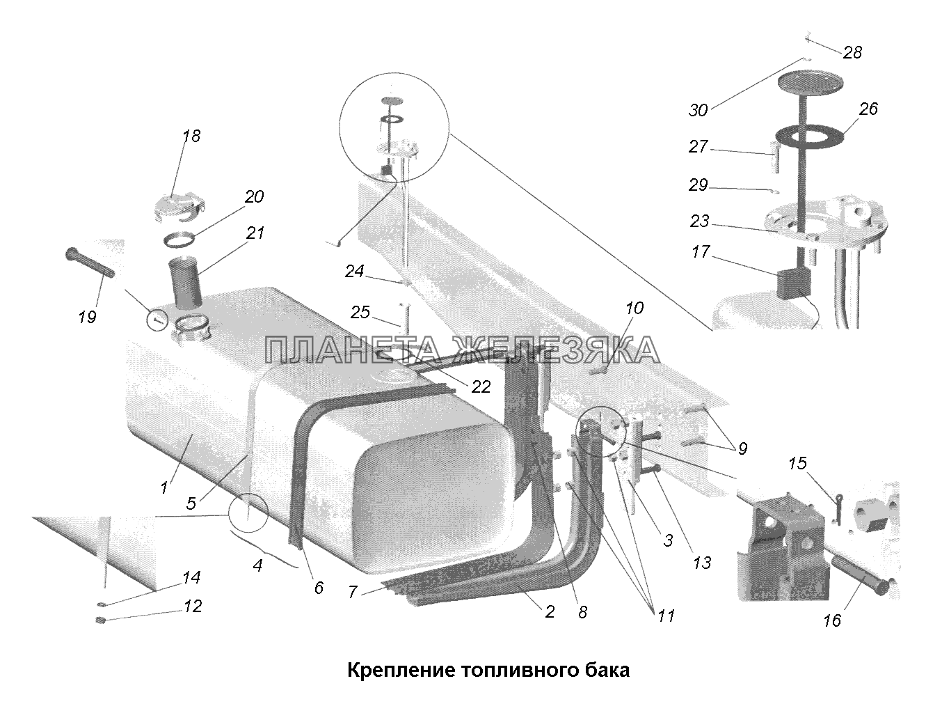 Система питания\Крепление топливного бака МАЗ-631705, 631708