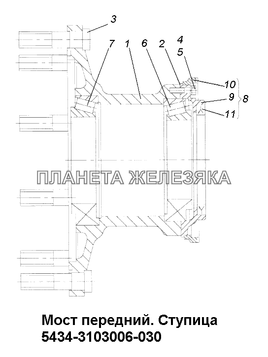 Мост передний\Мост передний. Ступица МАЗ-631705, 631708