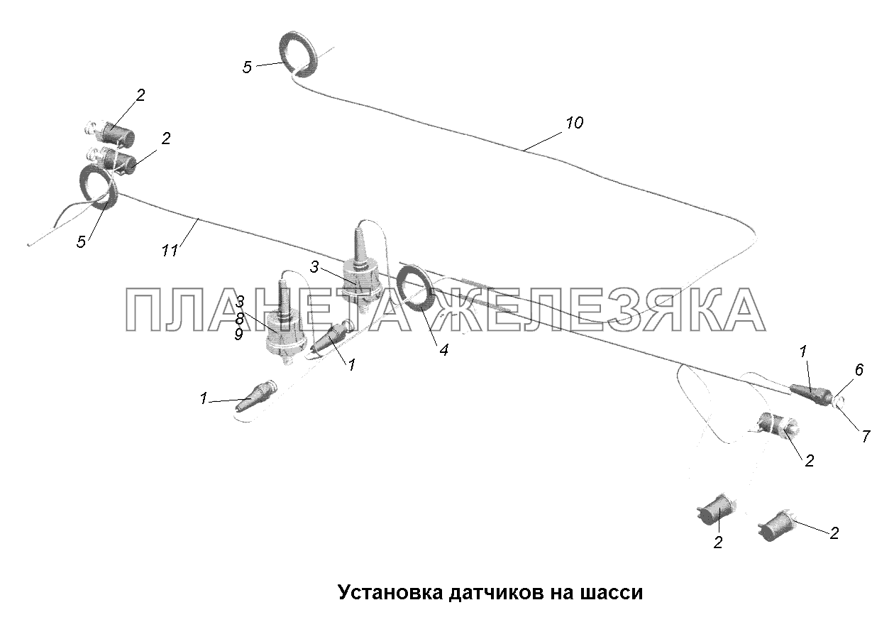 Электрооборудование\Установка датчиков на шасси МАЗ-631705, 631708