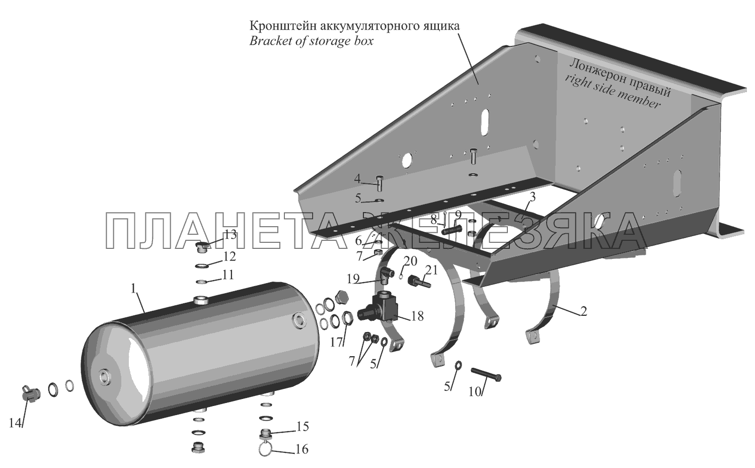 Установка ресивера 631708-3513005 и присоединительной арматуры МАЗ-631705