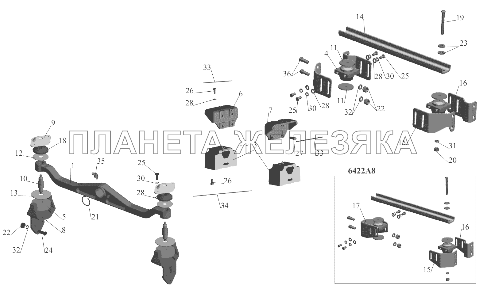 Крепление двигателя 6422A5-1001002, -010, -600, -610, -700, -710, 6422A8-1001002-010, 020, -610, -620, -710, -720 МАЗ-6422, 5432