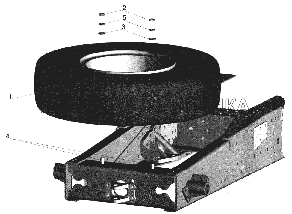 Установка запасного колеса МАЗ-642208, 642205 (64226-3100001) МАЗ-6422