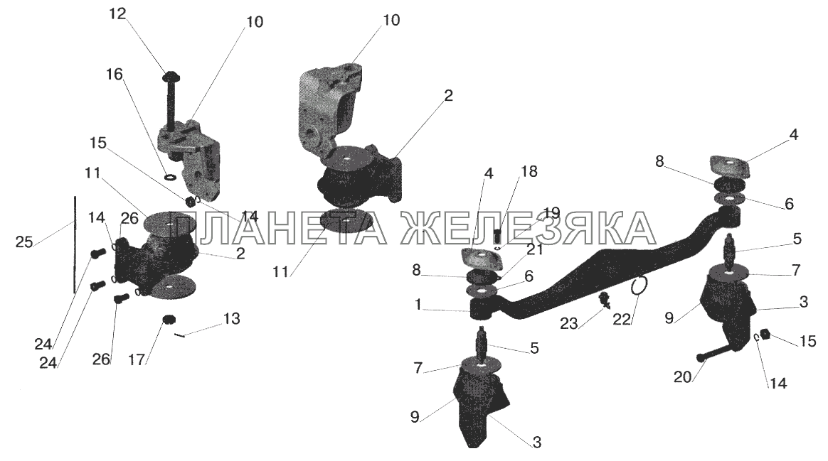 Крепление двигателя на автомобиле МАЗ-551605 МАЗ-6422