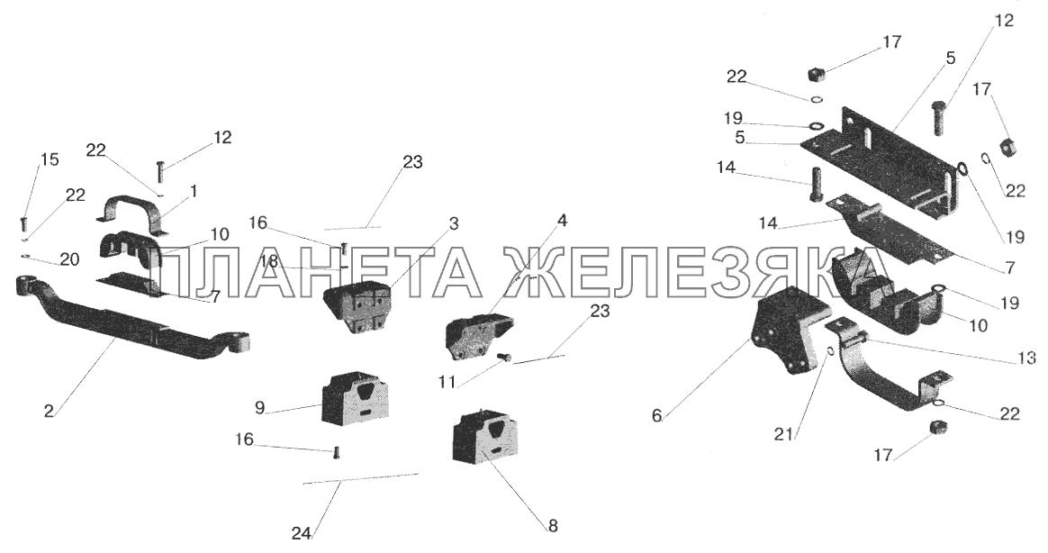 Крепление двигателя на автомобиле МАЗ-551603 МАЗ-6422