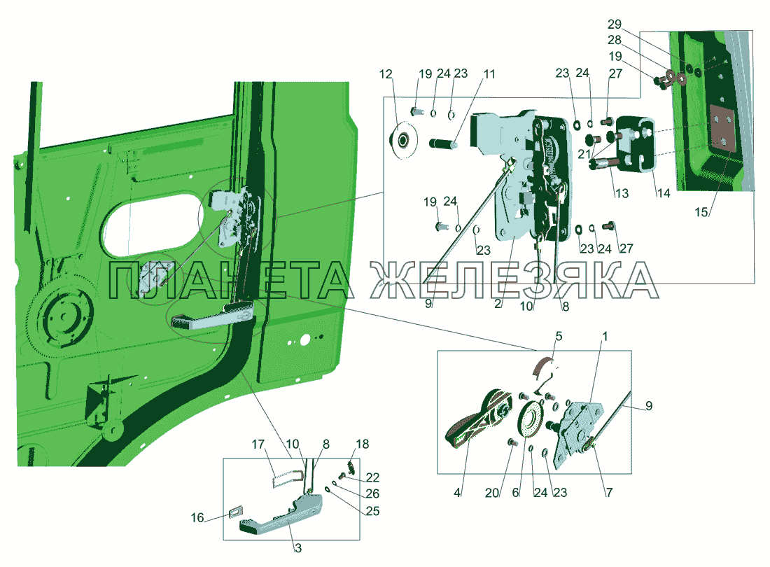 Механизм стеклоподъемника маз 4370