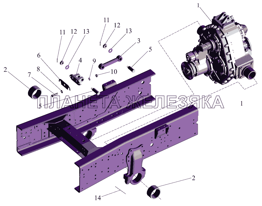 Установка раздаточной коробки МАЗ-642505, 642508