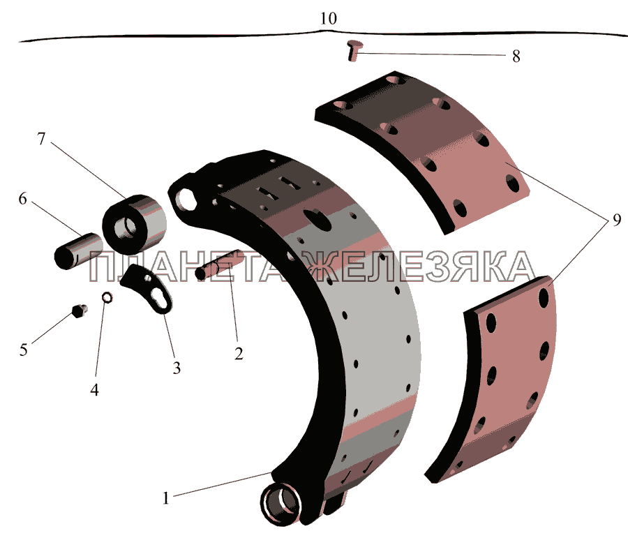 Мост передний. Колодка тормозная МАЗ-642505, 642508