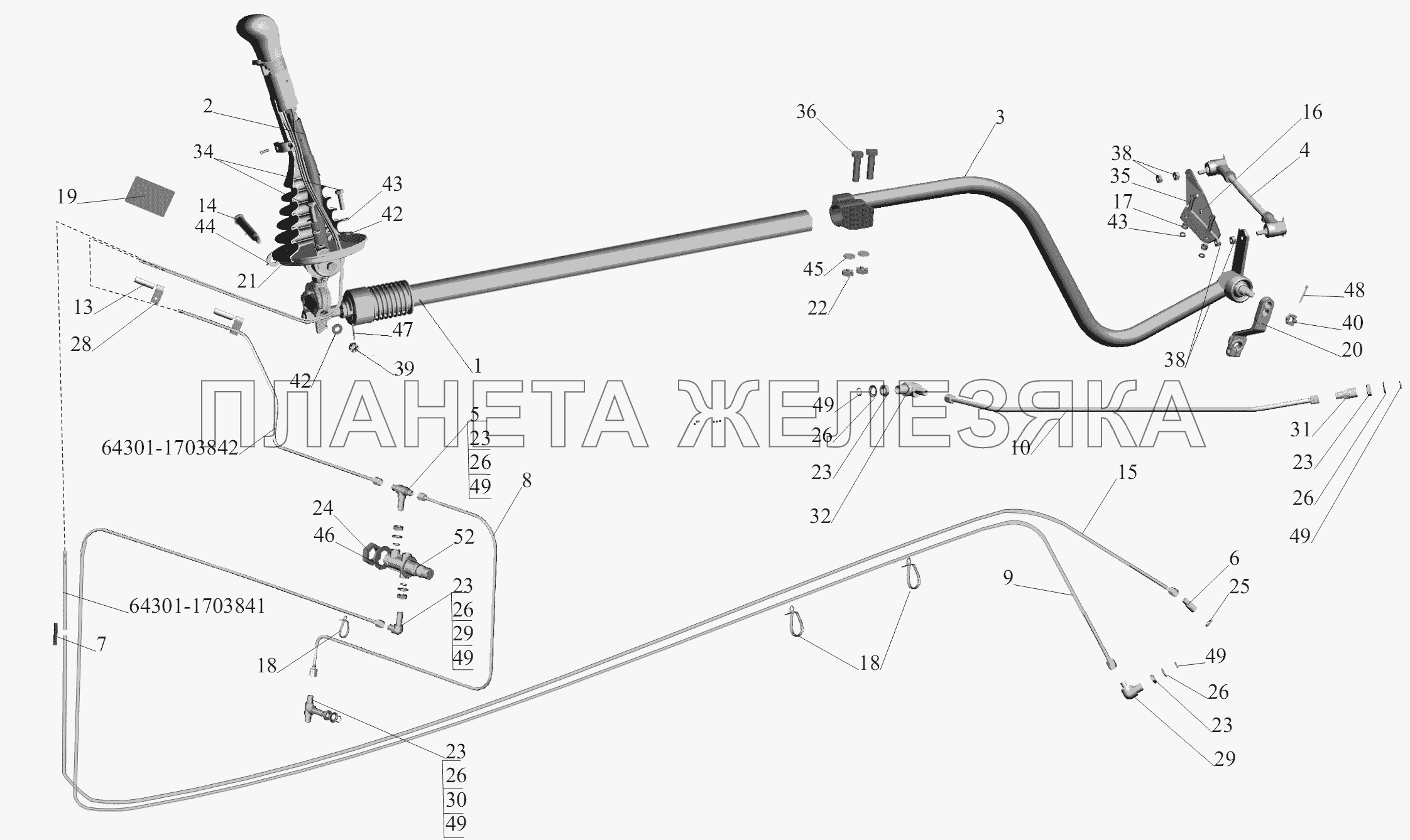 Установка привода управления коробкой передач 64301-1700002-040 МАЗ-6430A8 (5440A8, 5440A5)