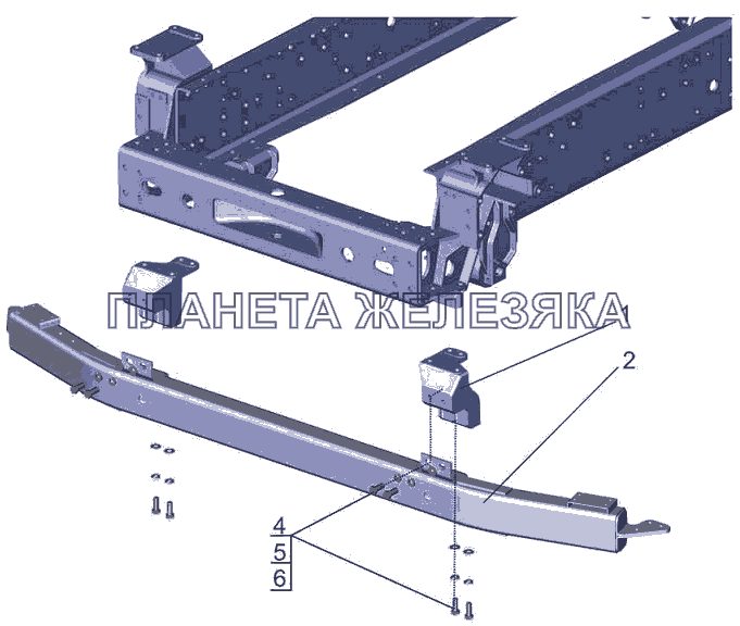 Установка переднего противоподкатного бруса 6430-2800030 МАЗ-6501B9