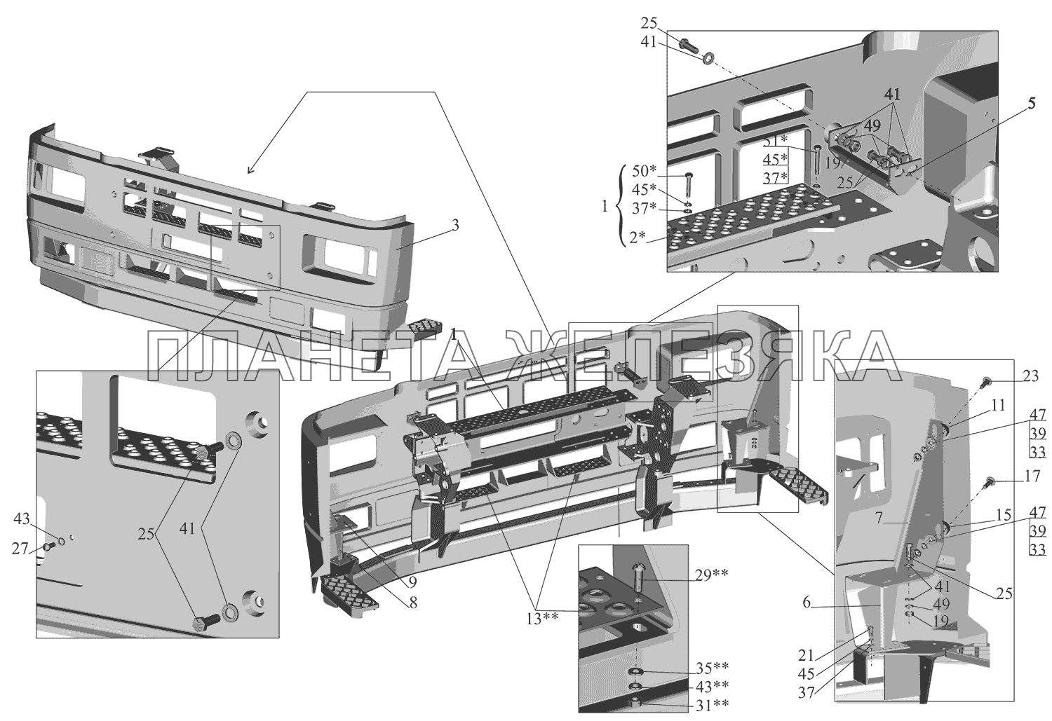 Установка бампера 651608-2803006-011 МАЗ-651669-320 (340)