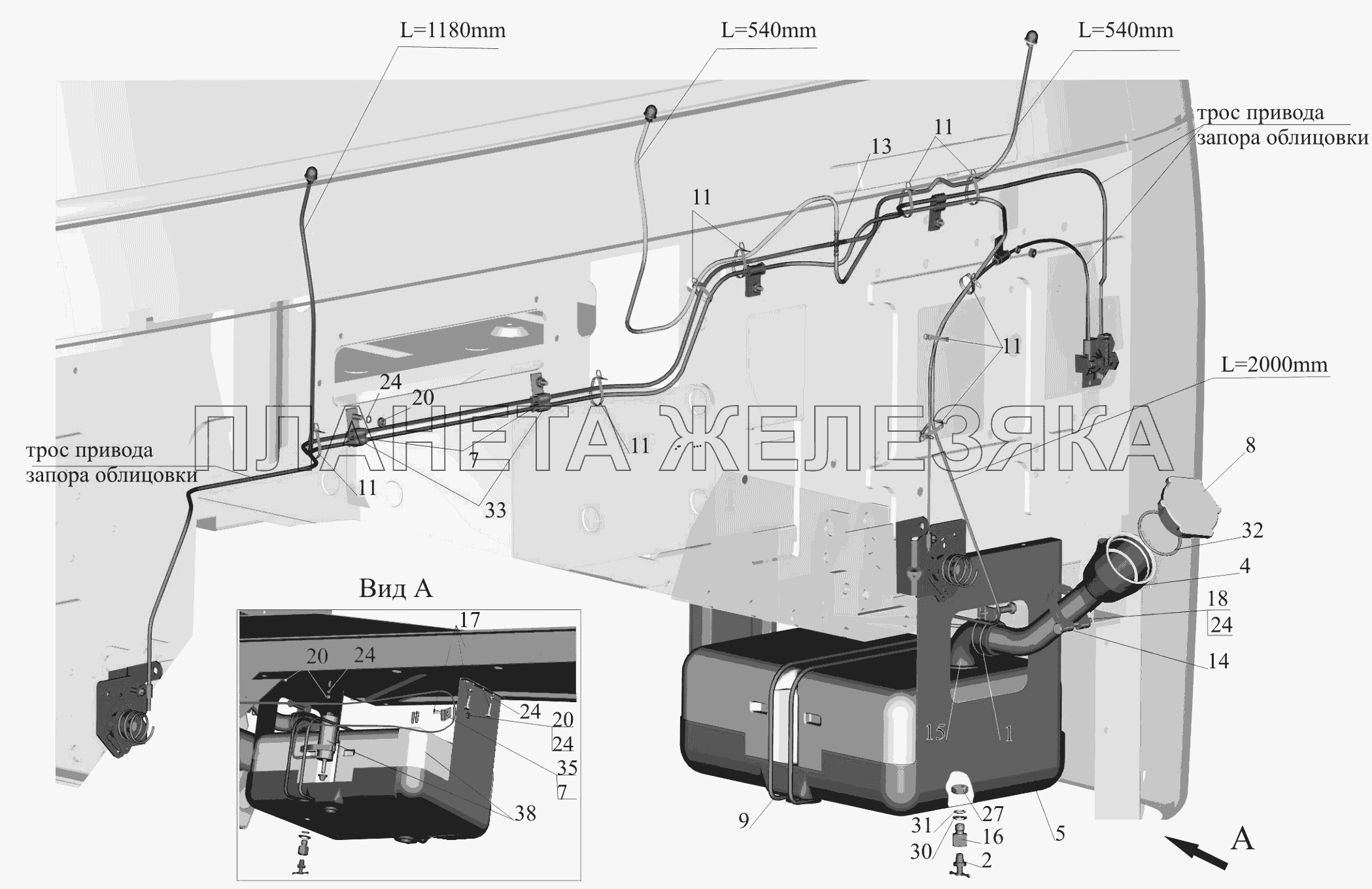 Установка омывателя 6430-5200008 МАЗ-6516V8-520 (6516V8-540)