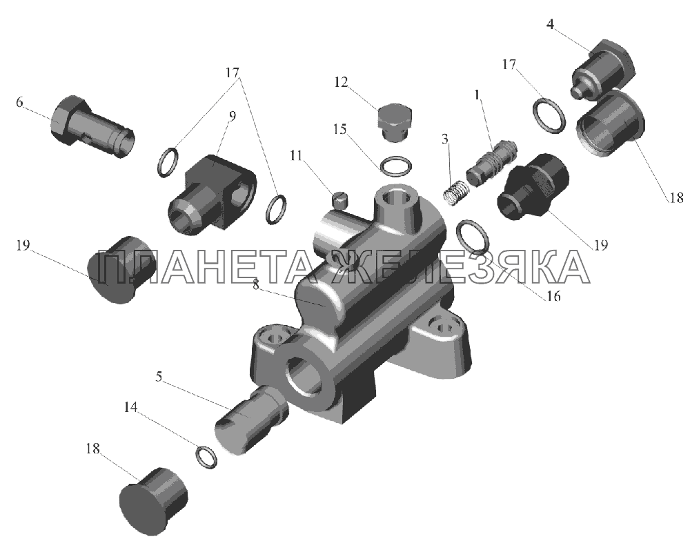 Клапан расхода и давления 642208-8607110 МАЗ-6516V8-520 (6516V8-540)