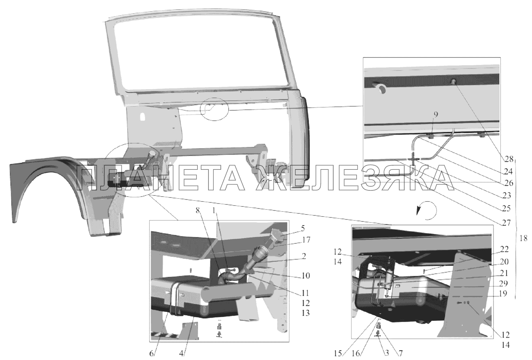 Установка омывателя 64221-5200008-01 МАЗ-651705