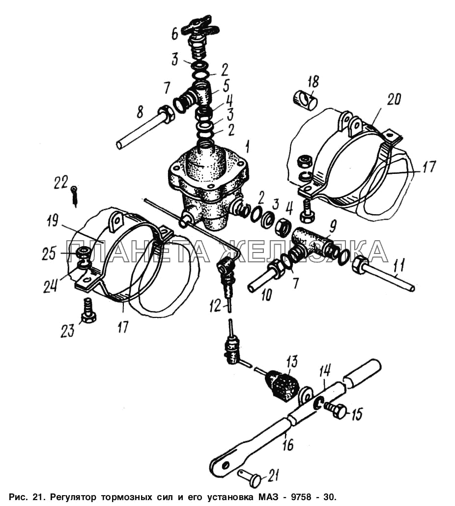 Регулятор тормозных сил и его установка МАЗ-9758-30 МАЗ-9758-30