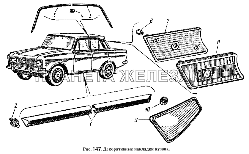 Декоративные накладки кузова Москвич-2137